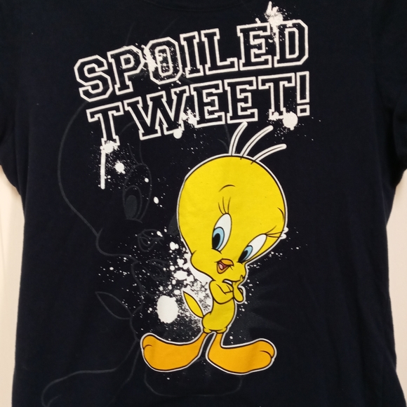 Loony Tunes "Spoiled Tweet" Black Tee Shirt NWOT - Picture 2 of 6